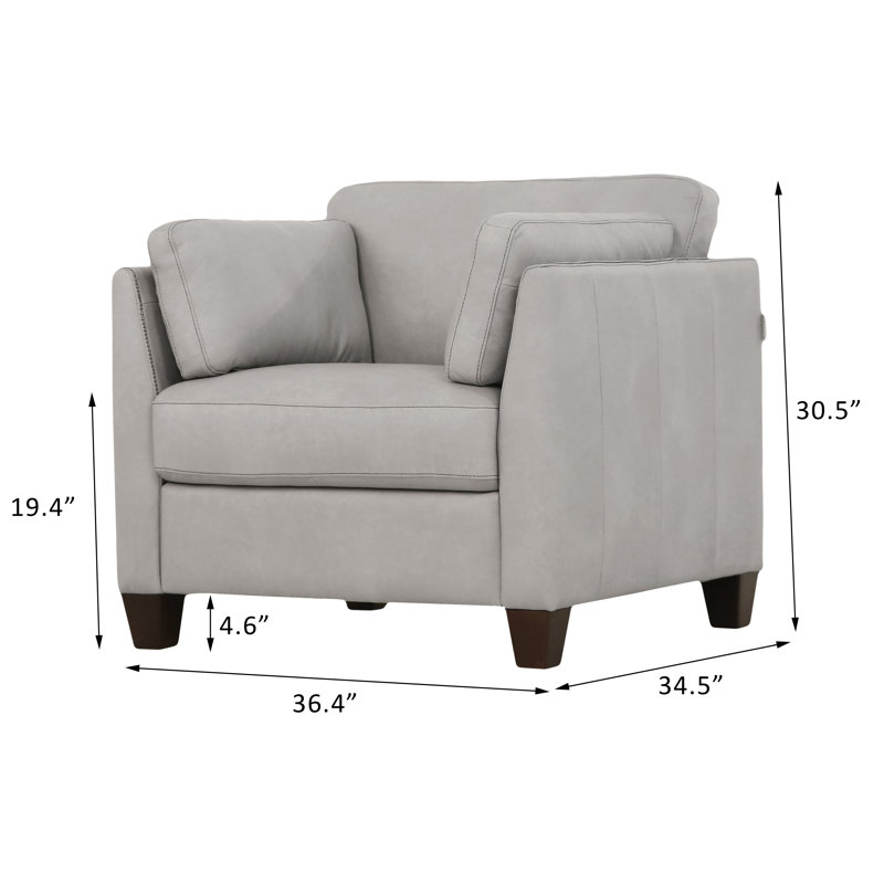 Fauteuil large de 36,4 po Ilia, Similicuir blanc cendré