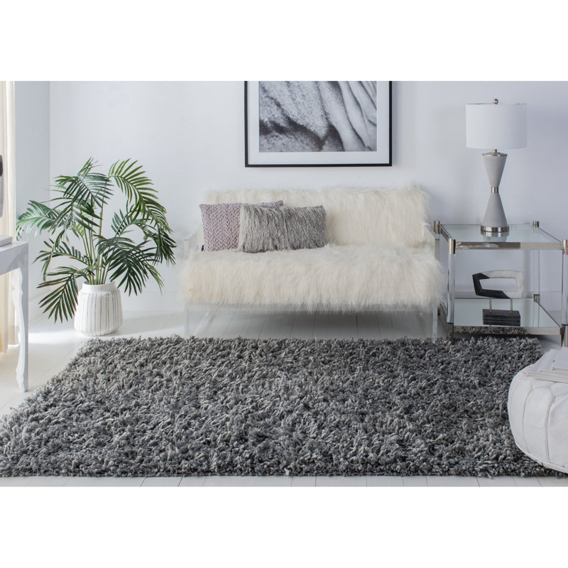 Hucksley Sheep Shag Hand Woven Performance Solid Color Rug, Rectangle 4' x 6'