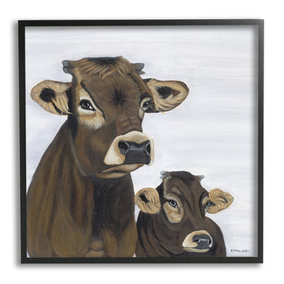 " Mom & Baby Cow Painting " by Ashley Justice Painting Print