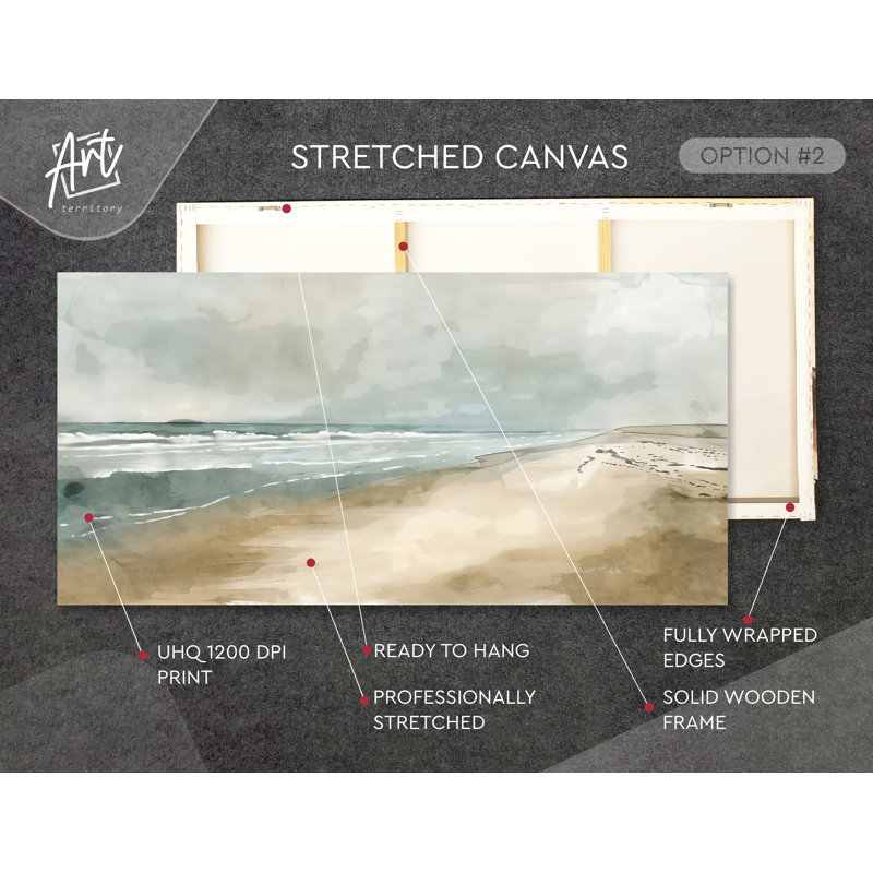Aquarelle, peinture de paysage de plage, décoration murale de salon, peinture de paysage marin, Toile tendue
