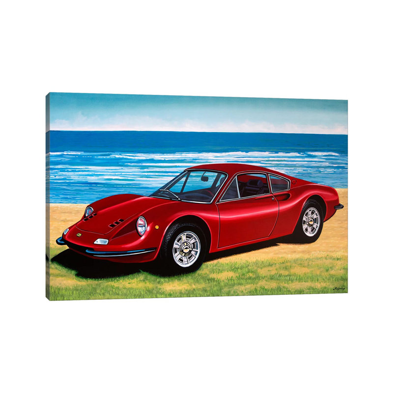 Ferrari Dino by Paul Meijering - Painting on Canvas, Wrapped Canvas, 20.32 cm H x 30.48 cm W