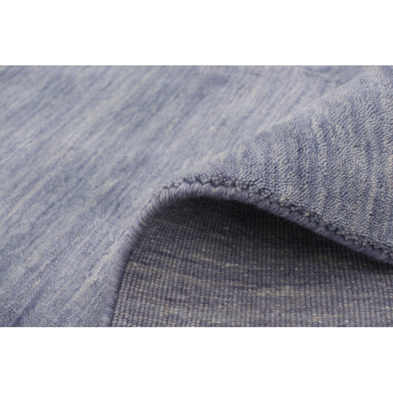 Tapis décoratif bleu denim en laine noué à la main de conception unique 8 pi 3 po x 9 pi 10 po Dennell