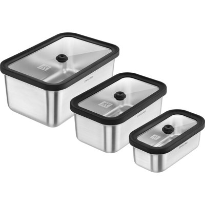 Eriana Stainless 3-pc Vacuum Box Assorted Stainless Container Set