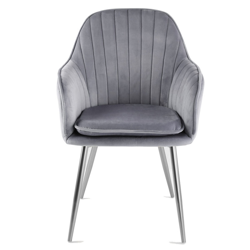 Ariella Velvet Armchair, Silver, Light Grey