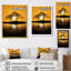 Coucher de soleil jaune à travers des silhouettes d'arbre noir - Art mural chêne-99953964-99953965
