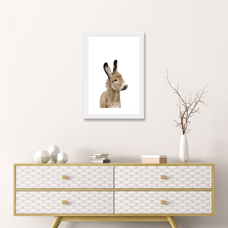 «Baby Donkey» par Sissi & Seb - reproduction de photo, Papier encadré blanc, H 24 po x l 16 po x P 1 po, Blanc