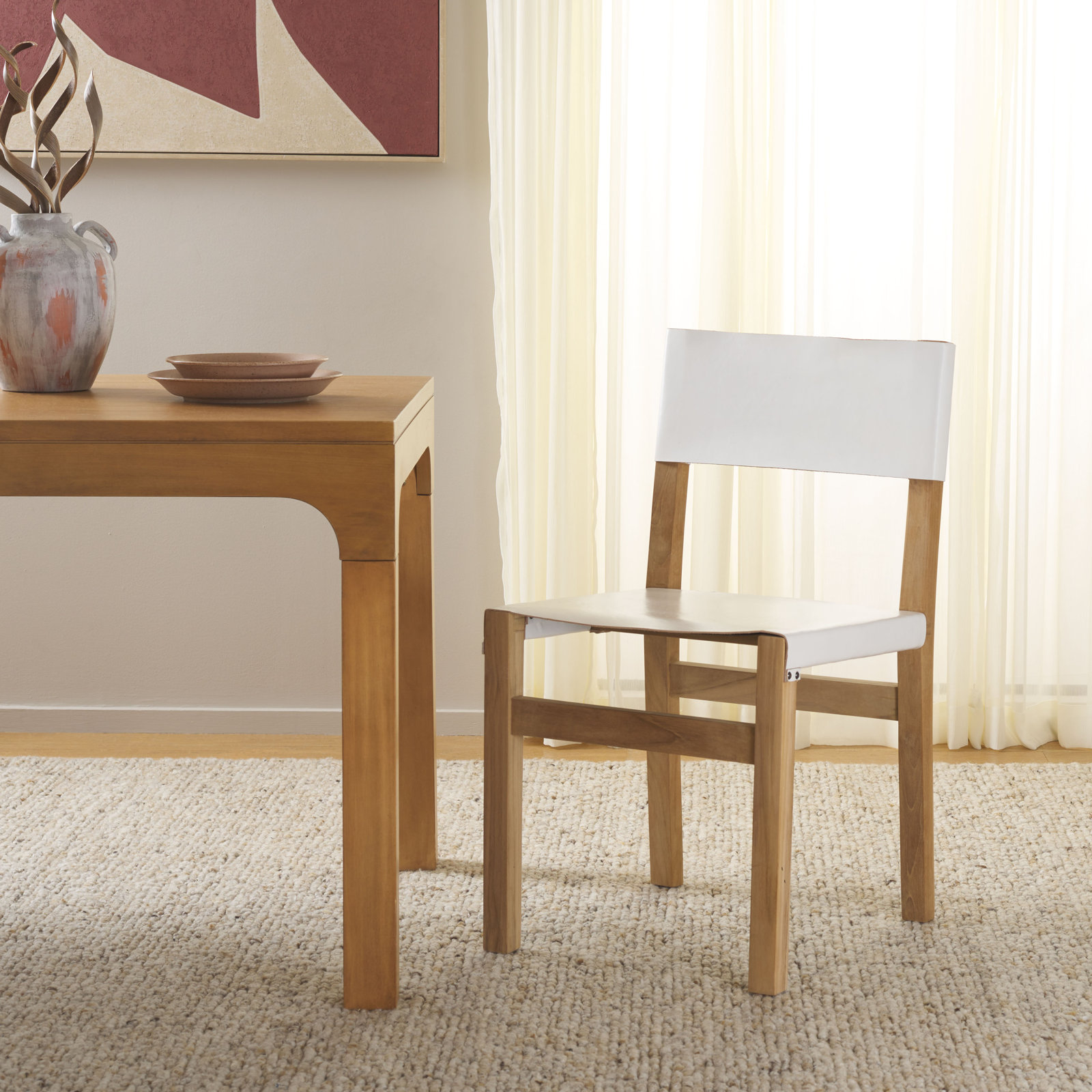 Canele Teak Dining Chair, White