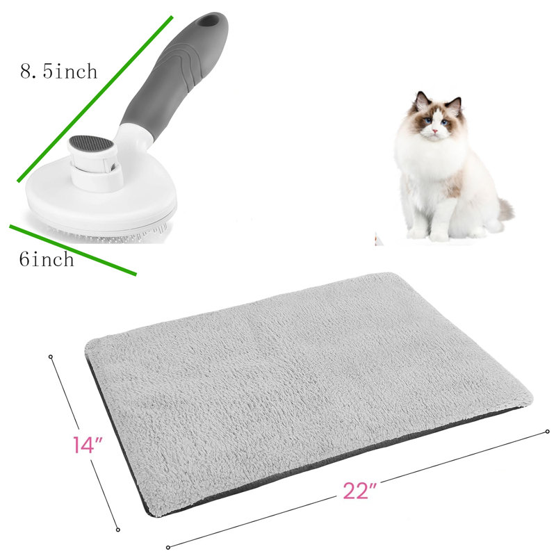 Lit pour chat auto-chauffant, lit chauffant pour chat, coussin chauffant pour chat silencieux et brosse pour chat autonettoyante