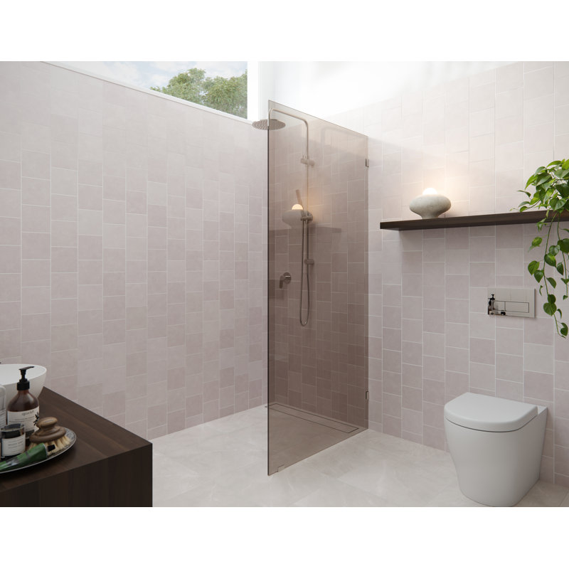Ursa 30 in. x 78 in. Fully Frameless Bronze Tinted Single Fixed Shower Panel, Polished Nickel