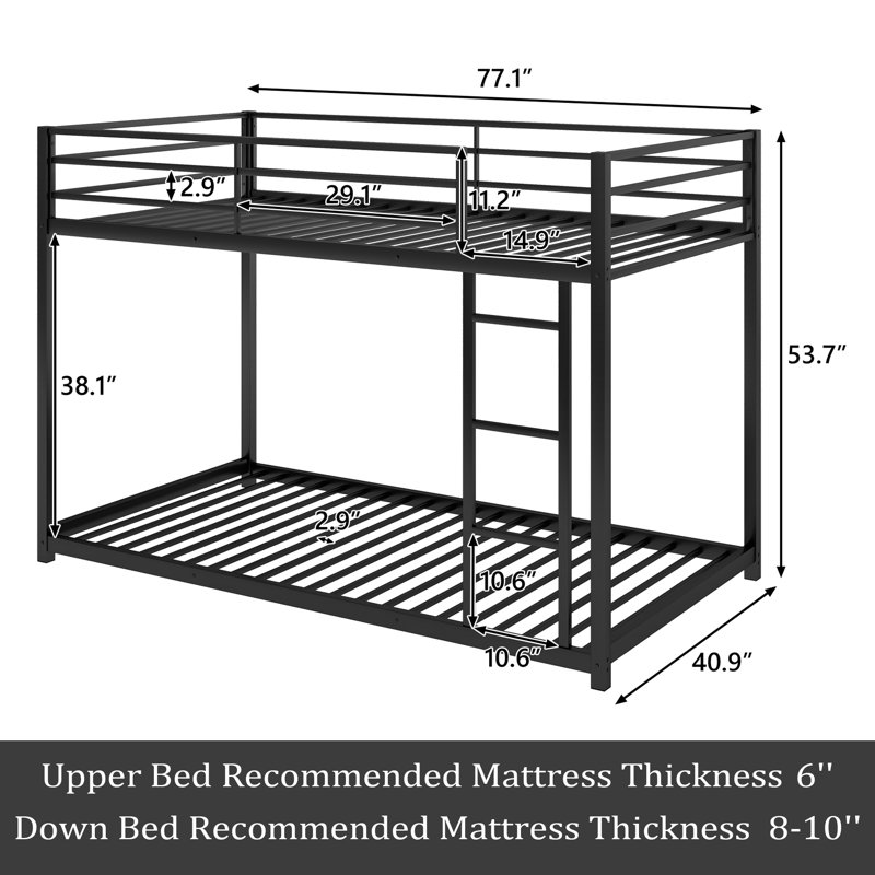 Ammal Kids Twin Over Twin Bunk Bed, Black