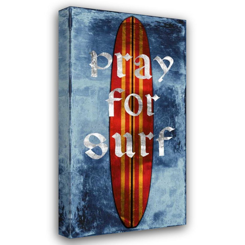 Art sur toile tendue par Dovecove Carter, Charlie Gallery: Pray For Surf, Surf Board, H 40 po x l 22 po