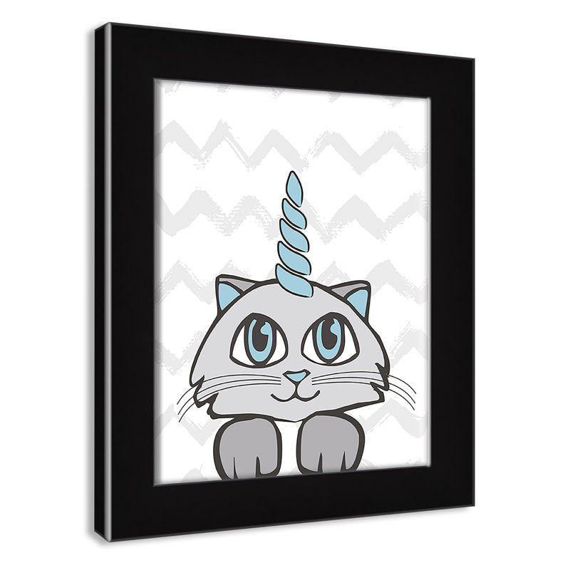 Caticorn II, art encadré, H 10 po x l 8 po x P 0,63 po, Structure noire