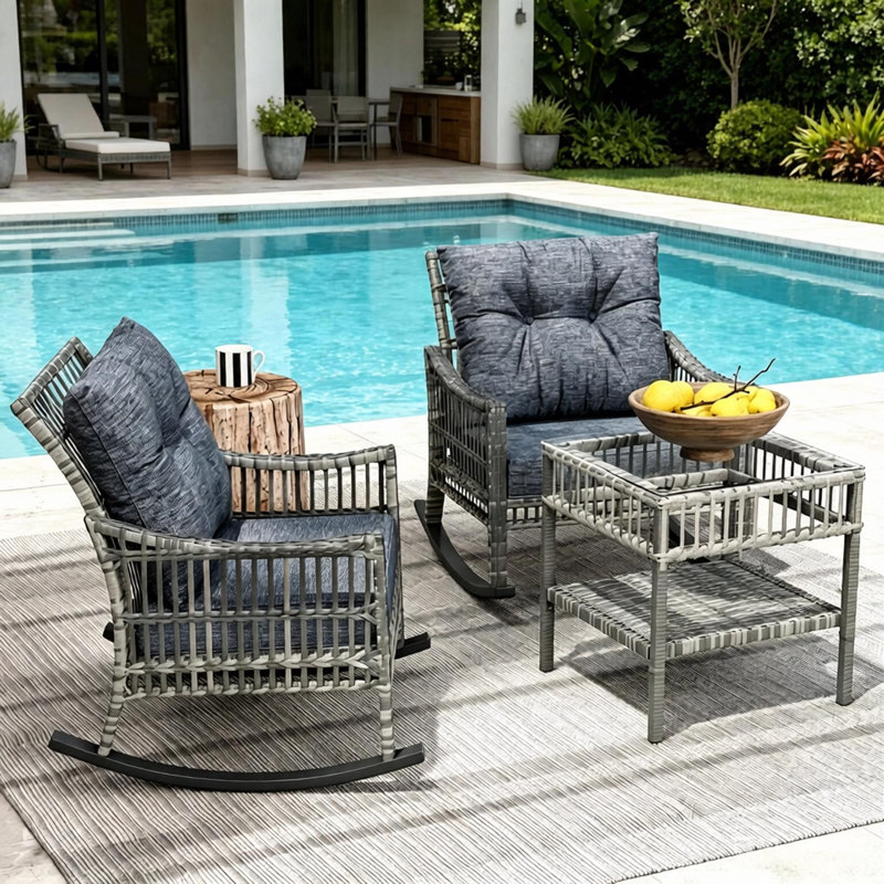 Ensemble de chaises berçantes en osier l 25 po x P 26 po x H 28 po