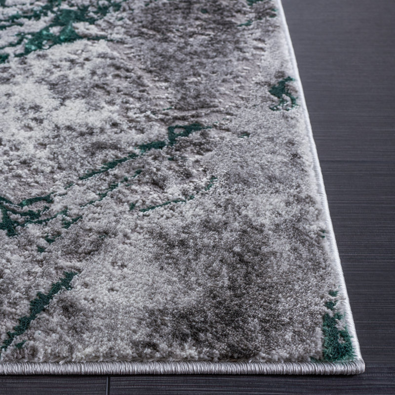 Preusser Abstract Gray/Green/Ivory Area Rug, Round 6'7"