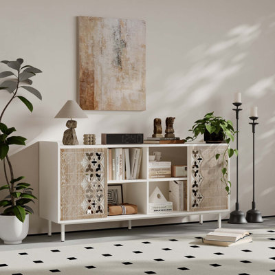Buffet de rangement Mid-Century avec porte coulissante