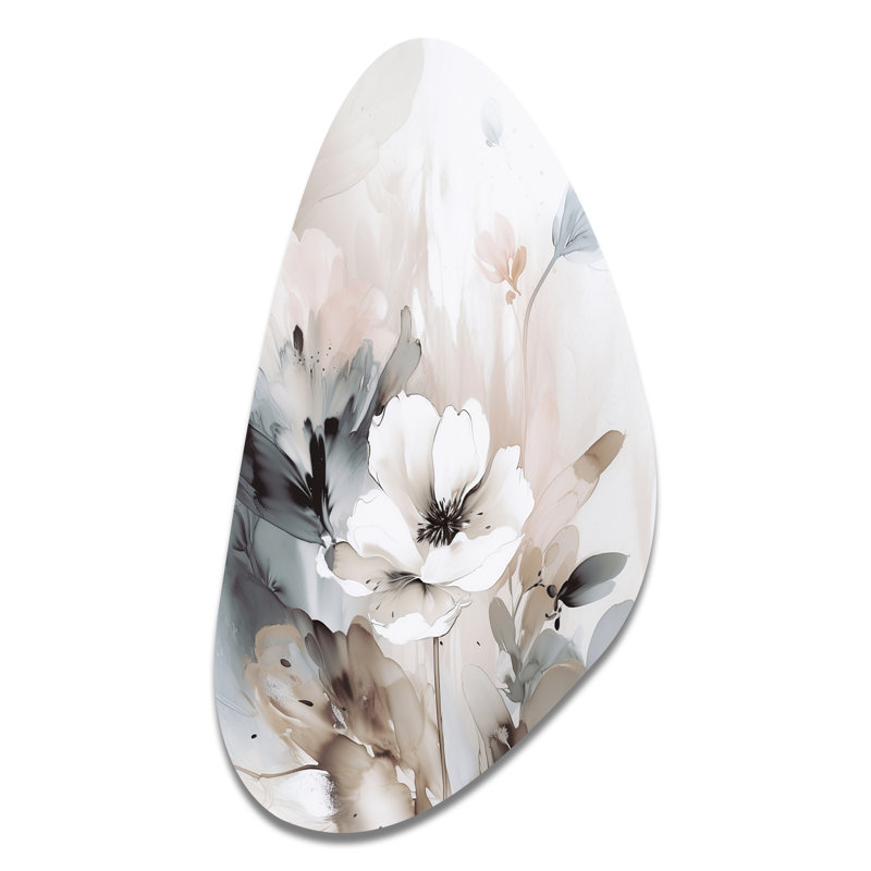 Nadeau - Art mural asymétrique en métal à motif floral d'automne, H 39 po x l 21 po