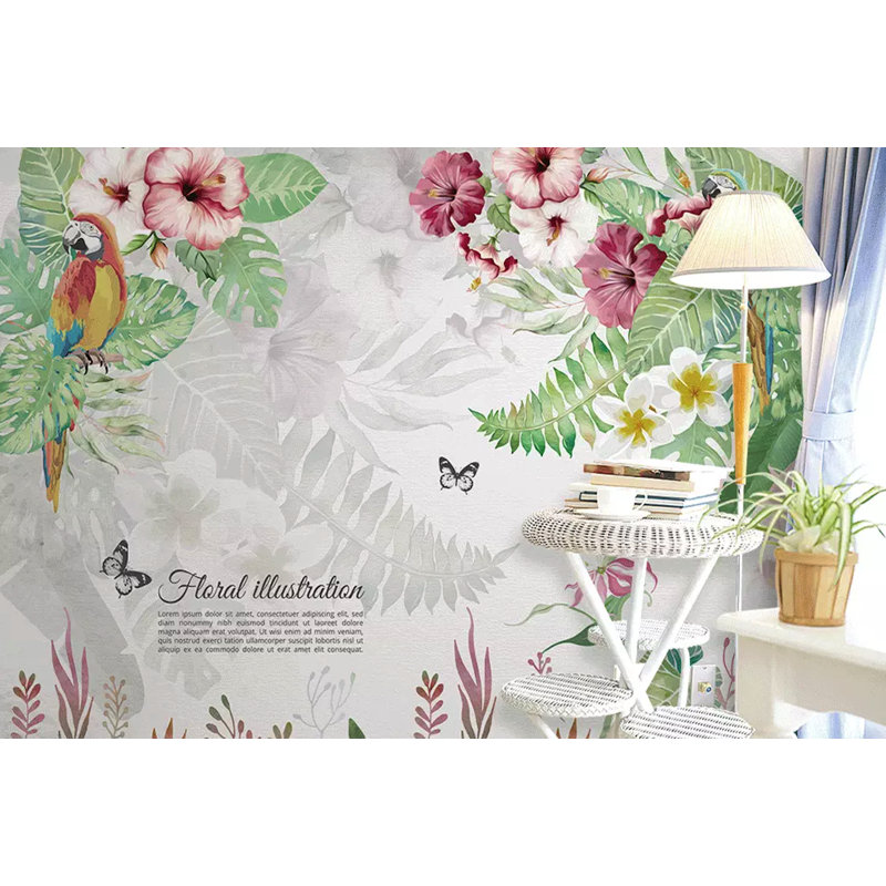 Murale mirabilis de fleurs tropicales exotiques Luff, L 106 po x l 187 po
