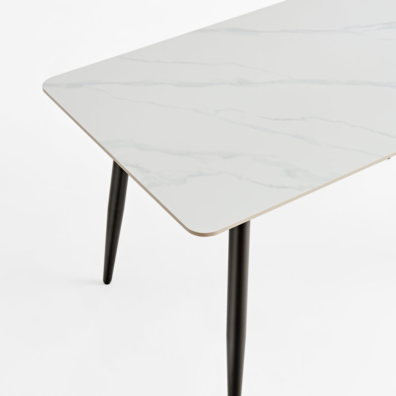 Modern Rectangular Dining Table with Sturdy Metal Base and Durable Top