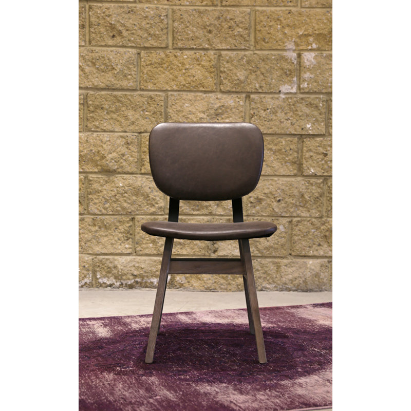 Lanham Faux Leather Upholstered Side Chair, Vintage Brown