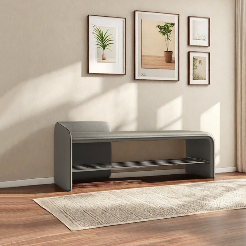 31.5in Shoe Storage Bench, Gray