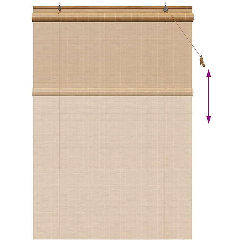 Bamboo Roller Blind, 130 cm W x 220 cm L, Brown