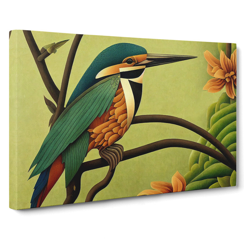 Wild Kingfisher Bird - Wrapped Canvas, 40cm H x 60cm W x 3cm D
