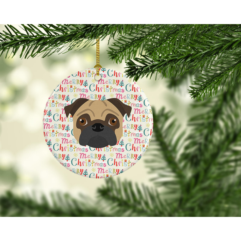 Ornement suspendu Pug Merry Christmas