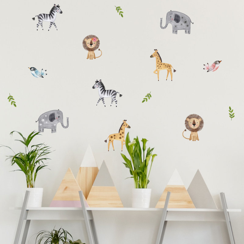 Cute Safari Wall Sticker Pack, 100cm H x 100cm W