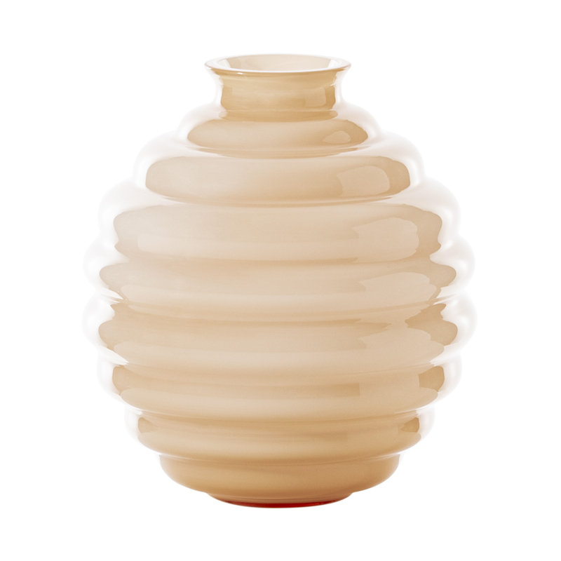 Deco Vase, 7.09" H x 6.69" W x 6.69" D, Pesca/Milk White