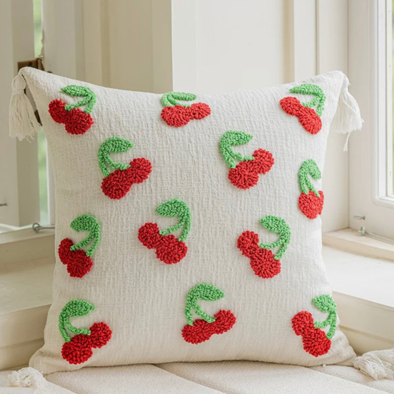 Pillow Cover Red, Cream/Green/Red