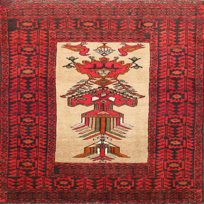 Tapis oriental rouge / beige