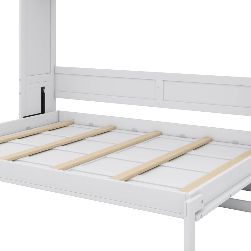 Lit mural moderne convertible pour petites chambres, Lit double, Blanc
