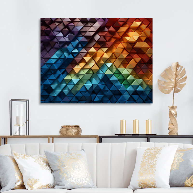 Abstrait arc-en-ciel en bois délice II, H 16 po x l 32 po x P 1 po, Toile tendue