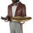 Katsumasa Resin Tall Waiter Monkey Sculpture With Gold Accent And Square Base