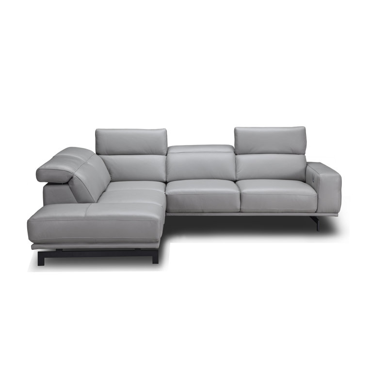 Canapé-lit et méridienne en cuir véritable de 112,2 po de largeur Velazco, Orienté à gauche (vu de face)