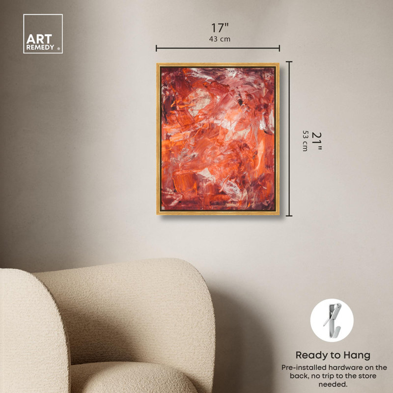 Shades of Red II Canvas by Art Remedy, 21" H x 17" W, Floater Frame, Black