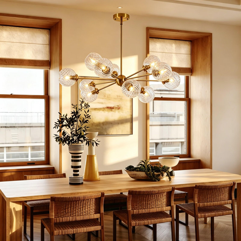  AuraGlobe 12 - Light Dimmable  Glass Sputnik Chandelier for Dining Room