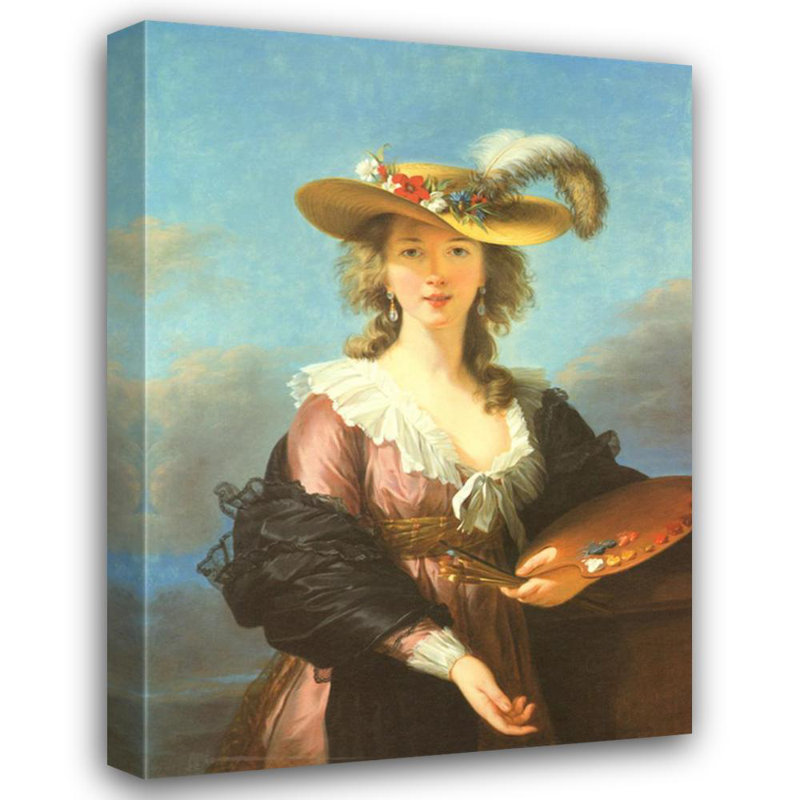 Autoportrait au chapeau de paille, H 18 po x l 13 po