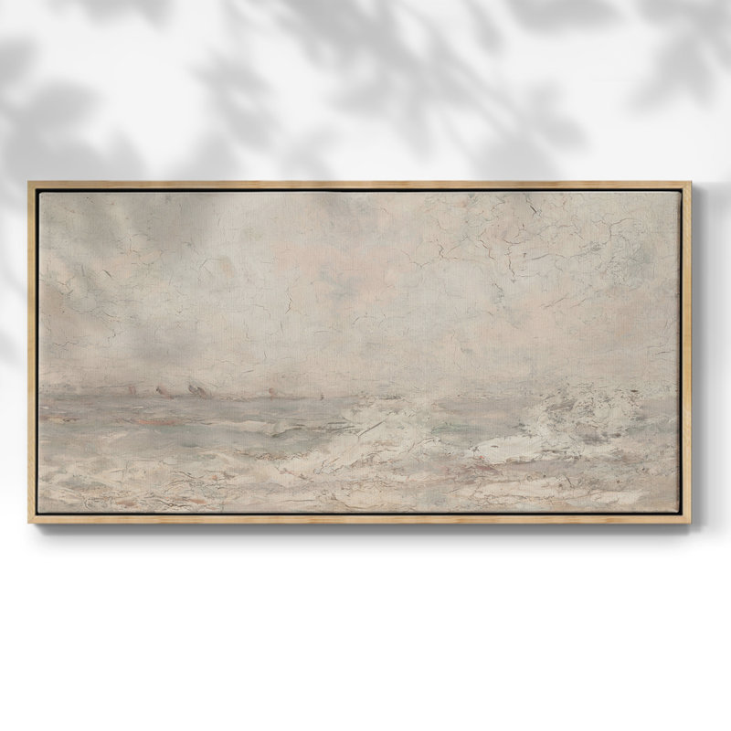 Nautical Series-CCDXLV III - Toile tendue avec châssis encadré - Prêt à être accroché, H 25 po x l 49 po, Naturel