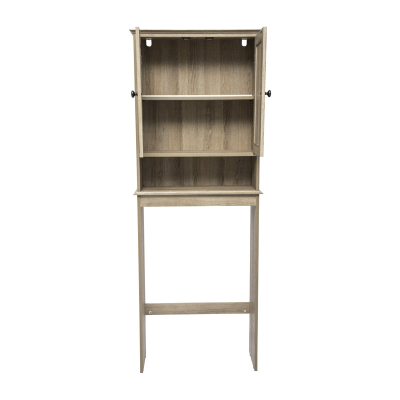 Rustic Brown Engineered Wood Over-the-Toilet Storage Cabinet with Adjustable Shelves