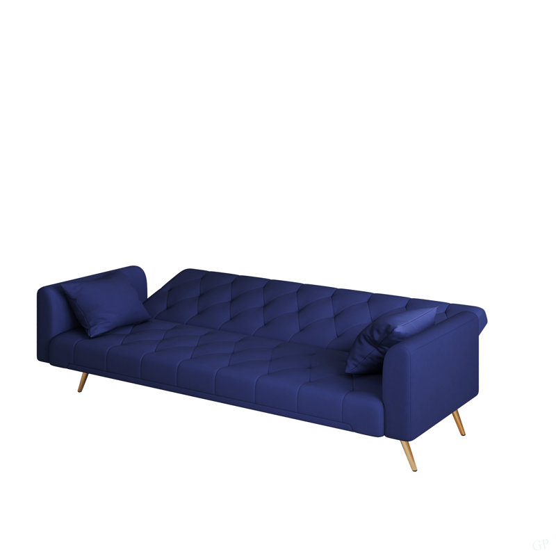 Canapé convertible de 71 pouces en velours bleu American Retro, convenant à un petit salon, une chambre à coucher ou un bureau