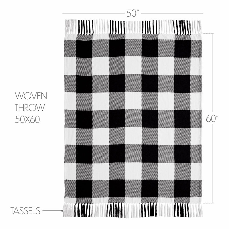  Annie Buffalo Check Handmade Throw Blanket, Black; White
