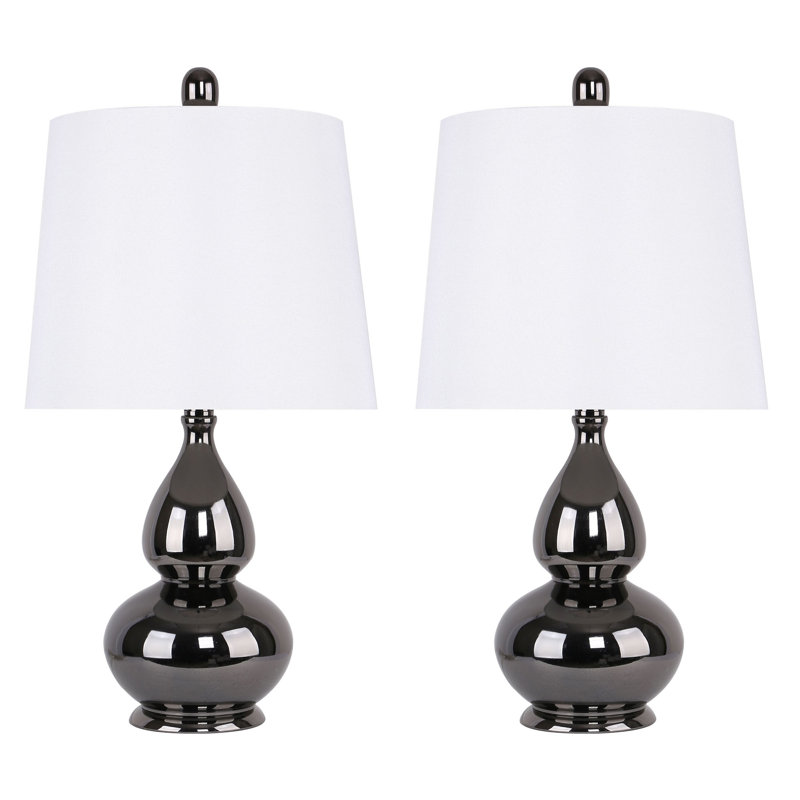 Arruda Metal Table Lamp, Gun Metal, White