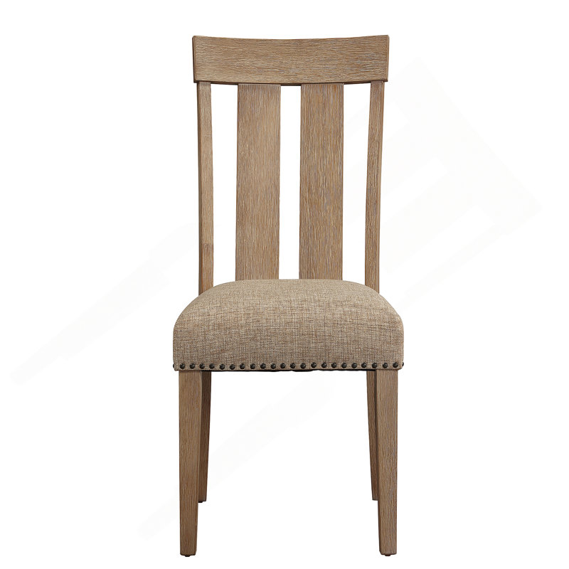 Ensemble de 2 chaises d'appoint à dossier ouvert beige et érable