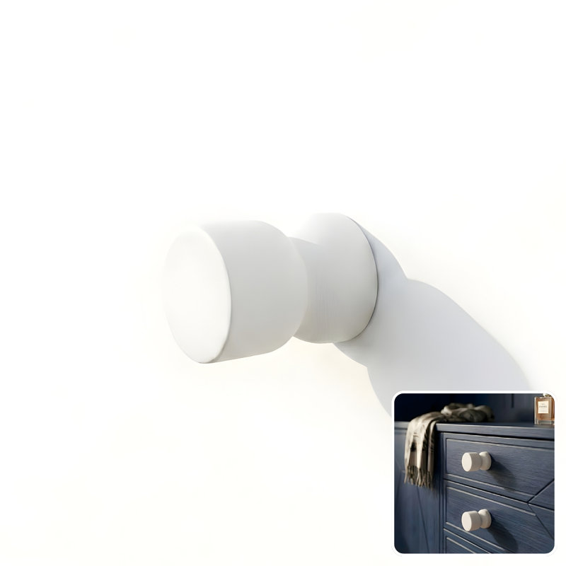 ROUS Harwdare Mid-Century Modern Hourglass Knob, Snow (White)