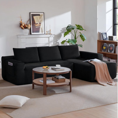 97” L-shaped Modular Sectional Sofa, Cloud Couch With Oversized Chaise Lounge, Deep Seat Boneless Memory Foam Couches For Living Room,no Assembly Required,corduroy,storage.