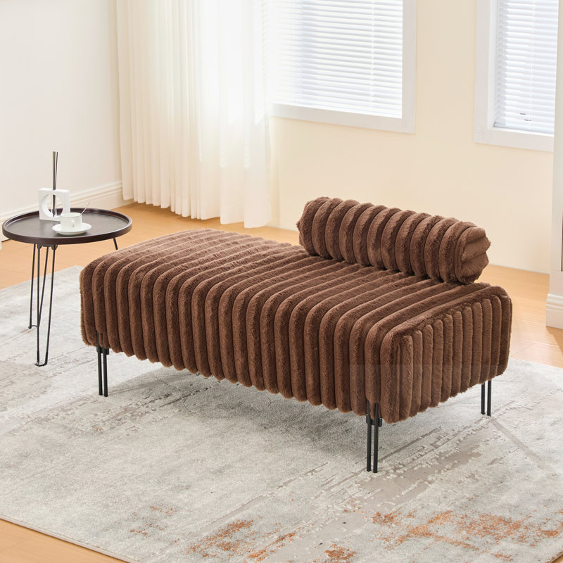 Upholstered Bench With Metal Legs And Adjustable Back, Brown