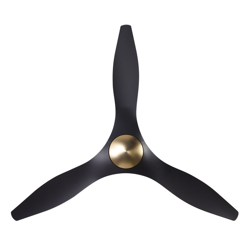 IC Brisa Downrod Ceiling Fan, Satin Brass/Matte Black, Wall/Remote Combo Controls