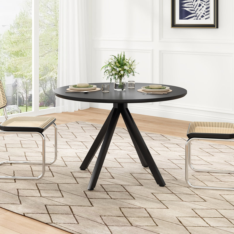 Whole Board Round Dining Table, Black, 75cm H x 100cm L x 100cm W