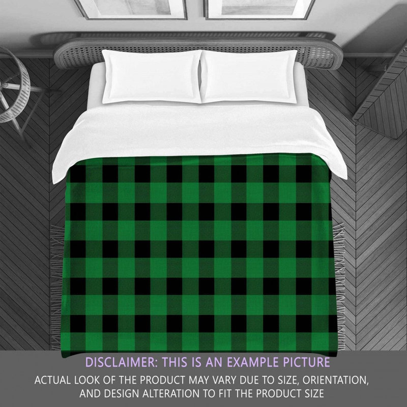 Gingham Comforter, King Comforter, Black/Green